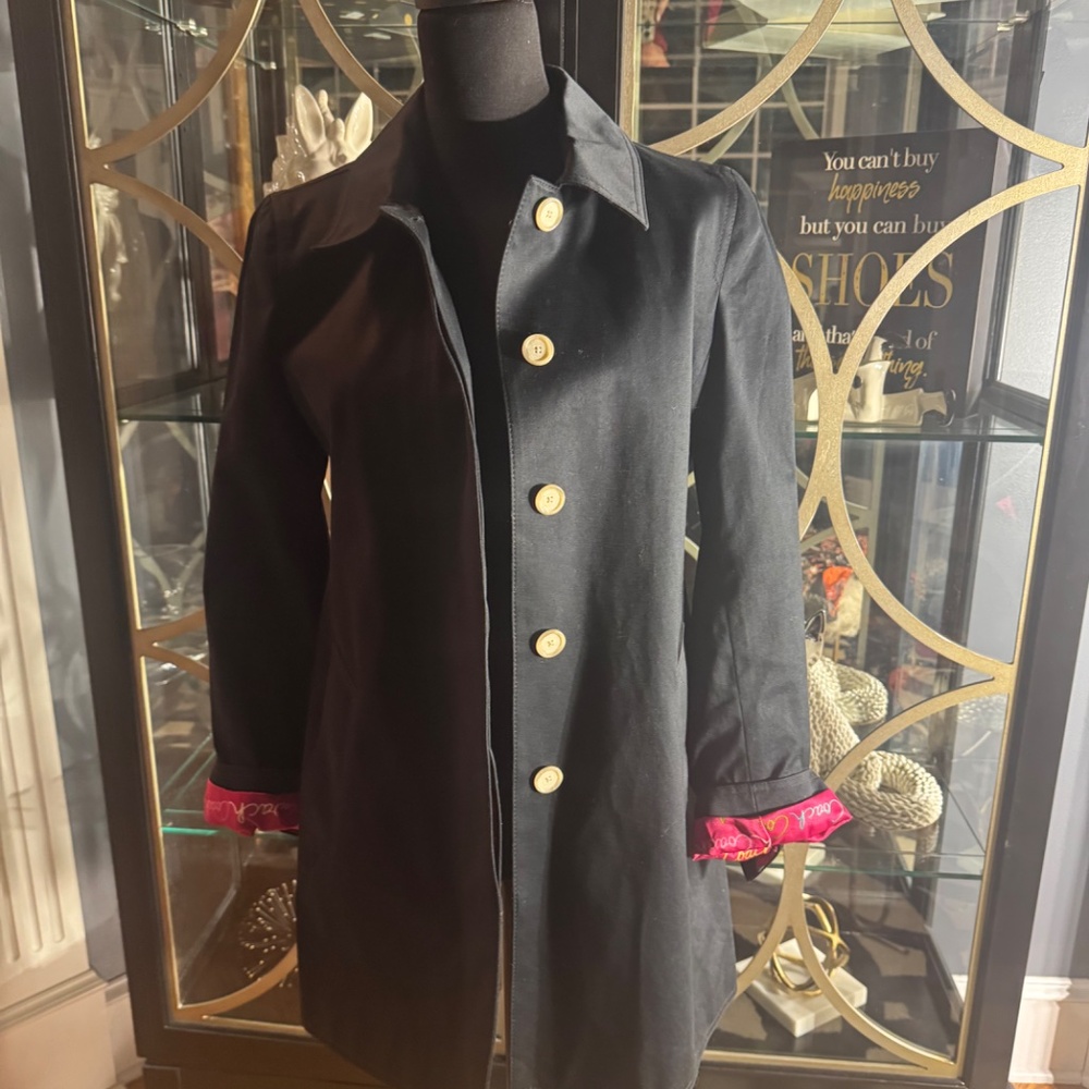 Coach Black 3/4 Trench Pea Coat - Picture 2 of 8